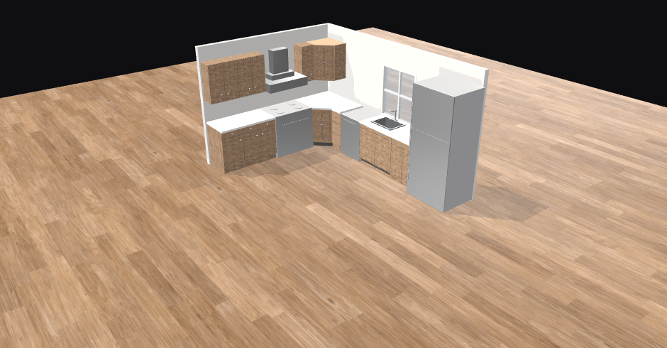 A kitchen render KitchenCNC generated