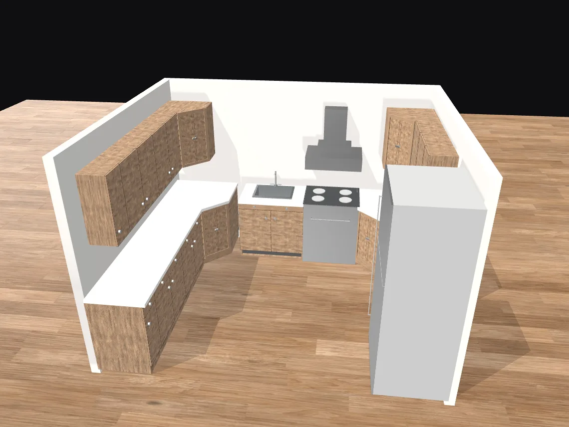Illustration of a U-shape kitchen layout